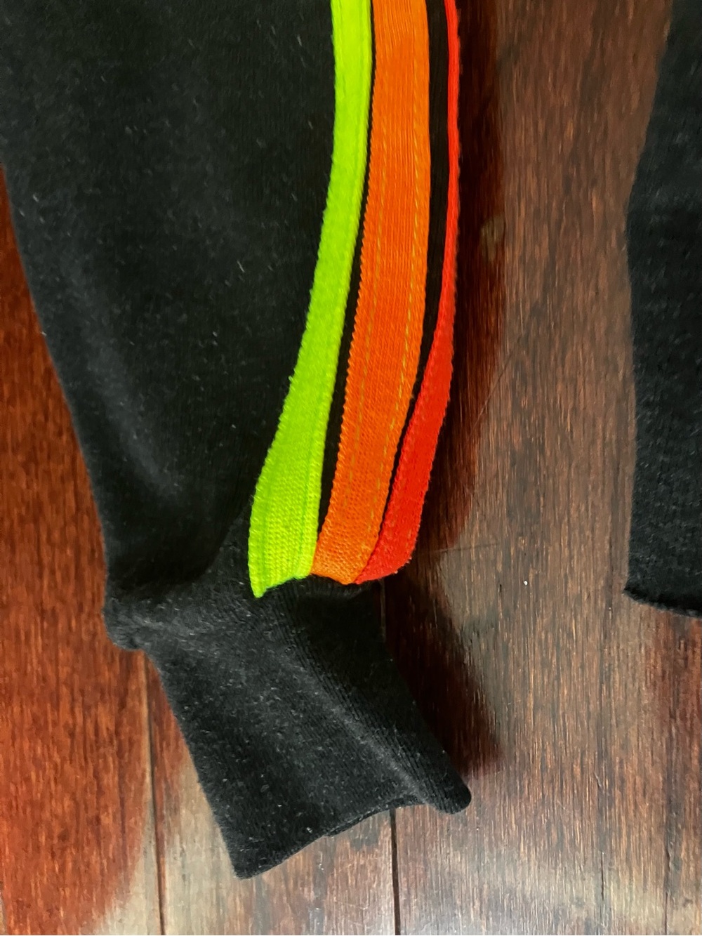 Aviator Nation Black Cropped Sweatshirt with Neon Yellow Lightning & Stripes - Picture 4 of 5